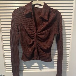 Astr button down top, brown